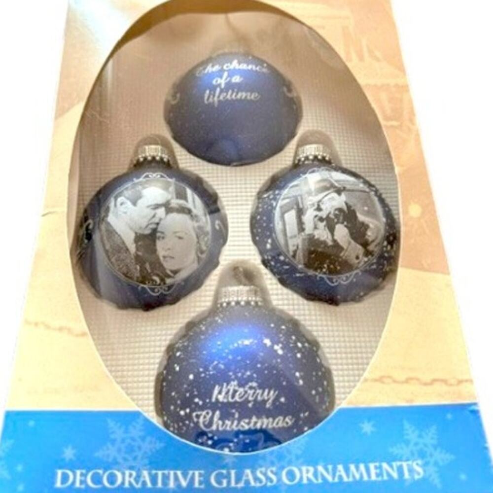 VTG Enesco It's A Wonderful Life Decorative Glass Ornament Set 4 NIB Christmas - Picture 3 of 5